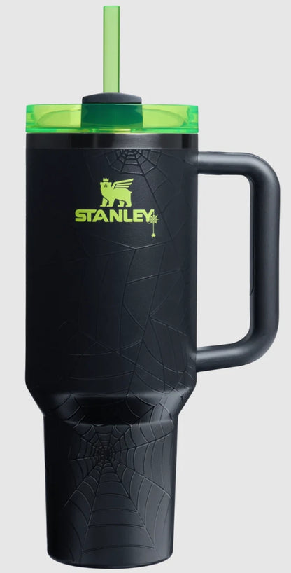 40oz Black Halloween Web Glow Tumbler – Insulated Travel Cup with Straw